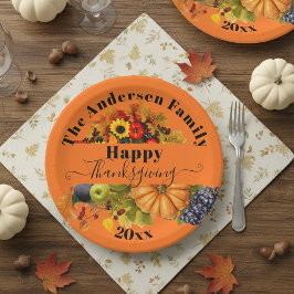 Herbstfrucht Blume und Blätterteiggebäck Pappteller