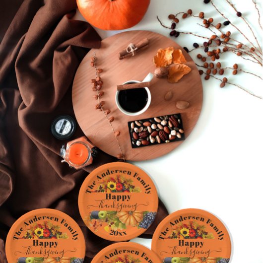 Herbstfrucht Blume und Blätterteiggebäck Pappteller