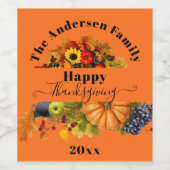 Herbstfrucht Blume und Blätterteiggebäck Weinetikett (Einzelnes Label)