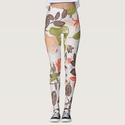 Herbstfrucht dekorative Fliesen Design. Leggings (Vorderseite)