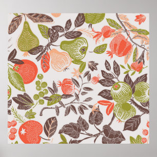 Herbstfrucht dekorative Fliesen Design. Poster