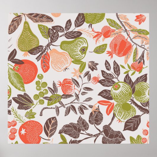 Herbstfrucht dekorative Fliesen Design. Poster (Vorne)