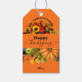 Herbstfrüchte Blumen und Laub Frohes Erntedankfest Geschenkanhänger (Vorderseite)