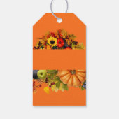 Herbstfrüchte Blumen und Laub Frohes Erntedankfest Geschenkanhänger (Rückseite)