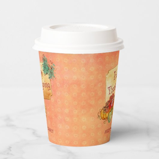 Herbstfrüchte in Rahmen Papier Cup Pappbecher (Links)