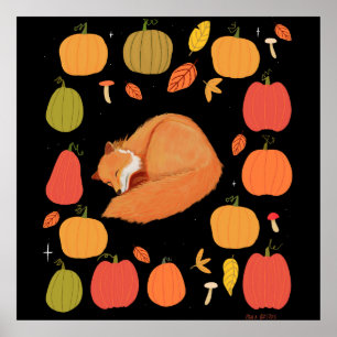 Herbstfuchs Acryl-Schlüsselanhänger Poster