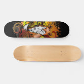 Herbstfuchs auf schwarzem Hintergrund Illustration Skateboard (Horizontal)