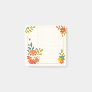 Herbstfuchs Blätter und Blumen Post-it Klebezettel