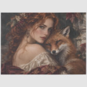 Herbstfuchs und Mädchen-Dekupage Seidenpapier (Vorderseite)