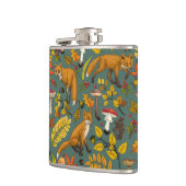 Herbstfüchse auf Kieferngrün Flachmann (Links)