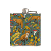 Herbstfüchse auf Kieferngrün Flachmann (Rückseite)