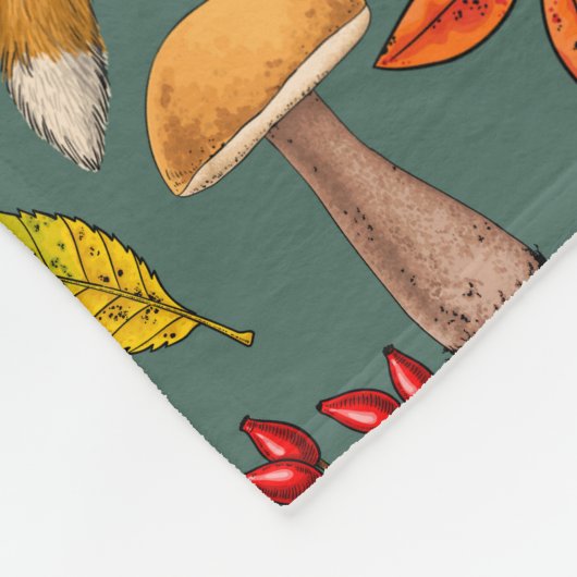 Herbstfüchse auf Kieferngrün Fleecedecke (Ecke)