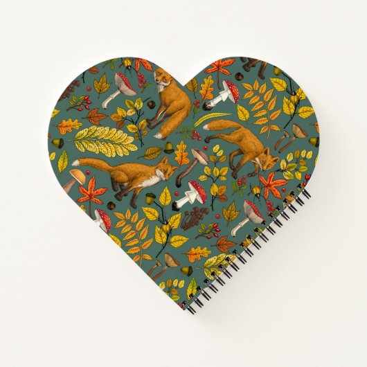 Herbstfüchse auf Kieferngrün Notizblock (Rückseite)