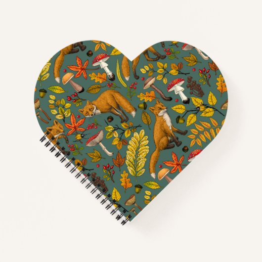 Herbstfüchse auf Kieferngrün Notizblock (Vorderseite)