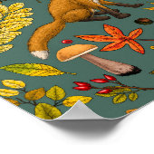 Herbstfüchse auf Kieferngrün Poster (Ecke)