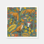 Herbstfüchse auf Kieferngrün Serviette (Vorderseite)