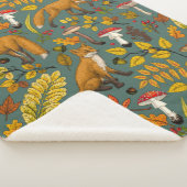 Herbstfüchse auf Kieferngrün Sherpadecke (3/4)