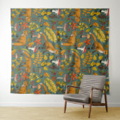 Herbstfüchse auf Kieferngrün Wandteppich (Beispiel (Horizontal))