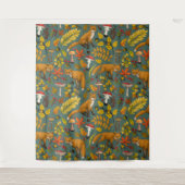 Herbstfüchse auf Kieferngrün Wandteppich (Vorderseite)