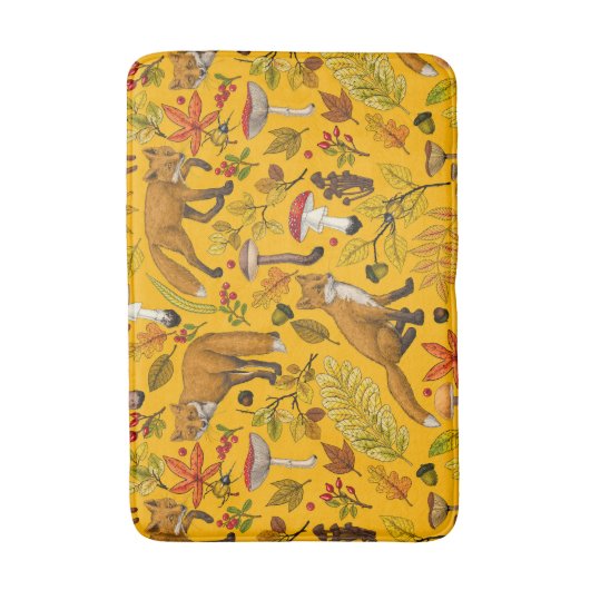 Herbstfüchse auf Orange Badematte (Vorderseite Vertikal)