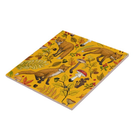 Herbstfüchse auf Orange Fliese (Seite)