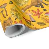 Herbstfüchse auf Orange Geschenkpapier (Rolleneckpunkt)