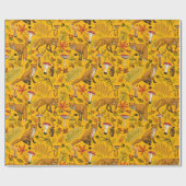 Herbstfüchse auf Orange Geschenkpapier (Flach)