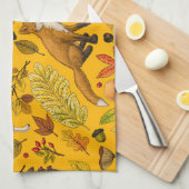 Herbstfüchse auf Orange Geschirrtuch (Viertel Falte)