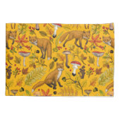 Herbstfüchse auf Orange Kissenbezug (Rückseite-Links)