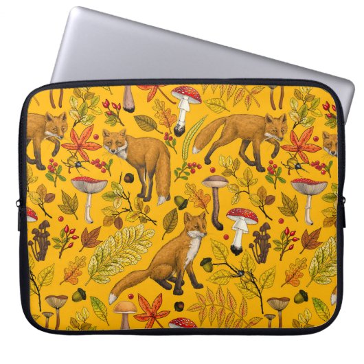 Herbstfüchse auf Orange Laptopschutzhülle (Vorderseite)