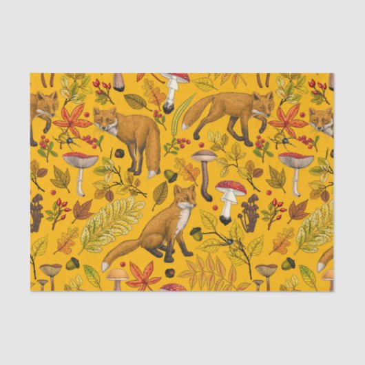 Herbstfüchse auf Orange Seidenpapier (Vorderseite)