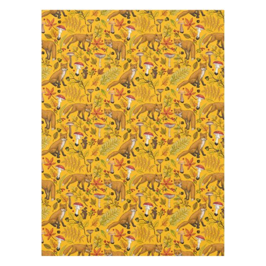 Herbstfüchse auf Orange Tischdecke (Vorderseite)