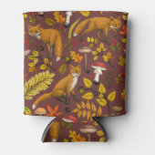 Herbstfüchse auf Schokoladenbraun Dosenkühler (Vorderseite)