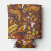 Herbstfüchse auf Schokoladenbraun Dosenkühler (Rückseite)