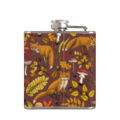 Herbstfüchse auf Schokoladenbraun Flachmann (Rückseite)