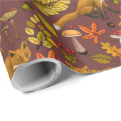 Herbstfüchse auf Schokoladenbraun Geschenkpapier (Rolleneckpunkt)