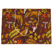 Herbstfüchse auf Schokoladenbraun Große Geschenktüte (Vorderseite)