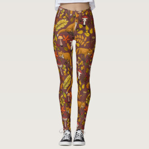 Herbstfüchse auf Schokoladenbraun Leggings