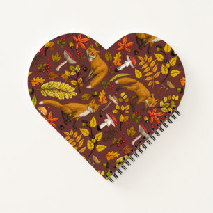 Herbstfüchse auf Schokoladenbraun Notizblock