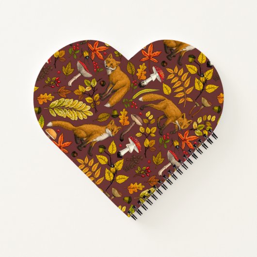 Herbstfüchse auf Schokoladenbraun Notizblock (Rückseite)