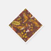 Herbstfüchse auf Schokoladenbraun Serviette (Ecke)