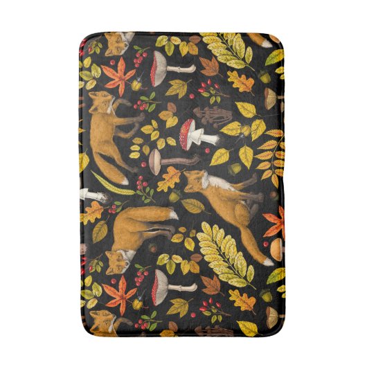 Herbstfüchse auf schwarz badematte (Vorderseite Vertikal)