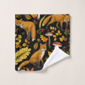 Herbstfüchse auf schwarz badhandtuch set (Waschlappen)