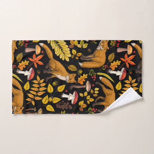 Herbstfüchse auf schwarz badhandtuch set (Handtuch)