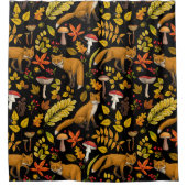 Herbstfüchse auf schwarz duschvorhang (Vorderseite)