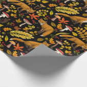 Herbstfüchse auf schwarz geschenkpapier (Ecke)
