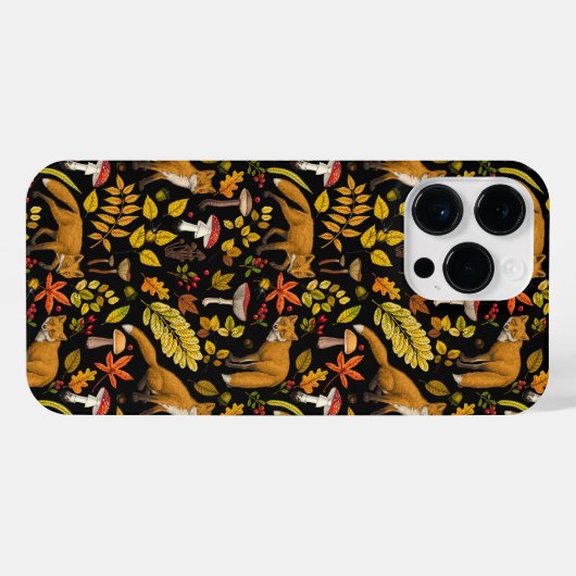Herbstfüchse auf schwarz iPhone hülle (Rückseite (Horizontal))