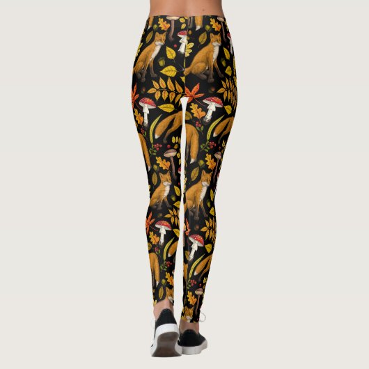 Herbstfüchse auf schwarz leggings (Rückseite)