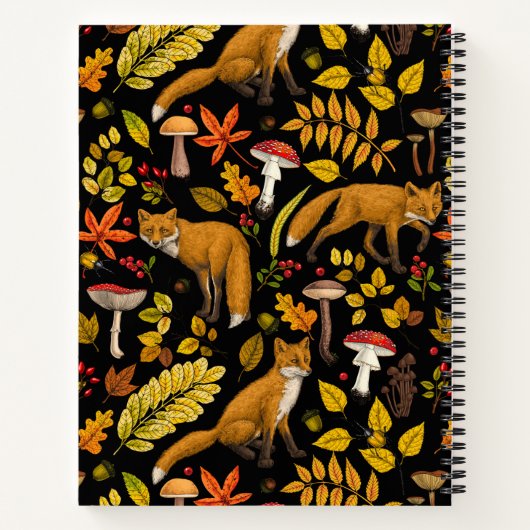 Herbstfüchse auf schwarz notizblock (Rückseite)