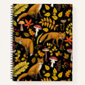 Herbstfüchse auf schwarz notizblock (Vorderseite)